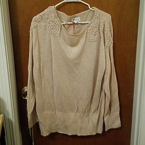 Elle blush sweater with shoulder appliques NWT